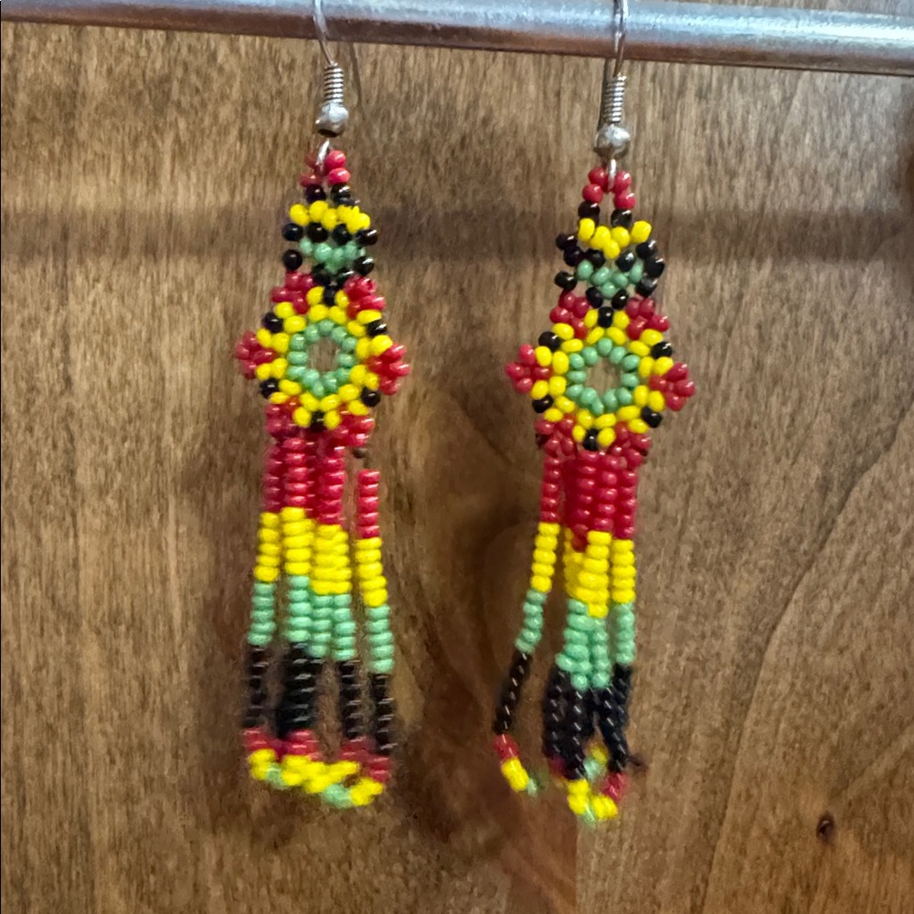 Hand beaded dangle Earrings from Mexico